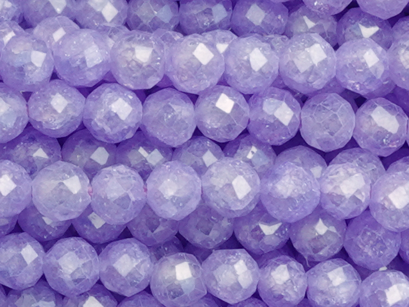 facettierte Zirkonia Perlen 3mm, Farbe Pastell Violett - Nah