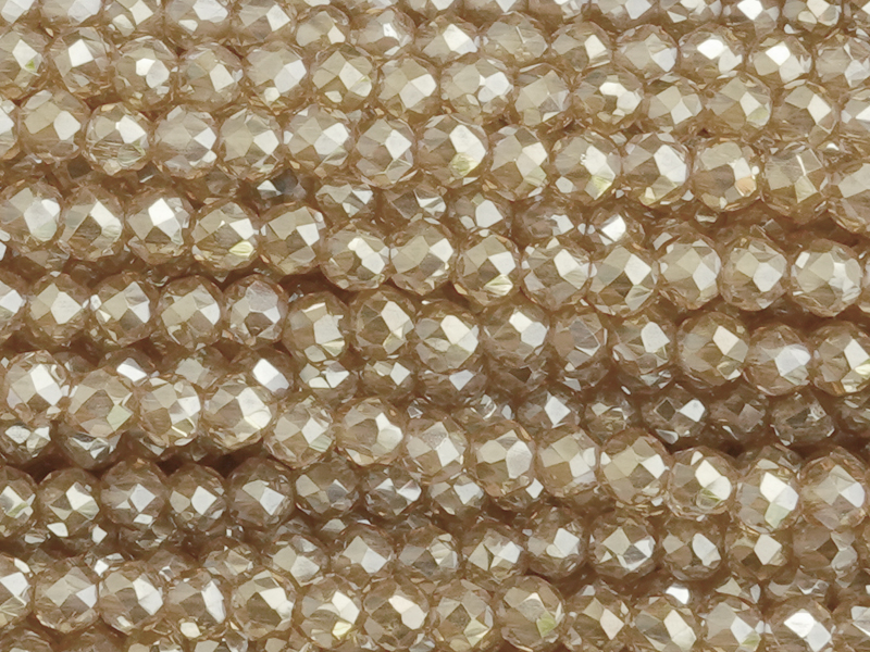 facettierte Zirkonia Perlen 3mm, Farbe Champagner gold braun