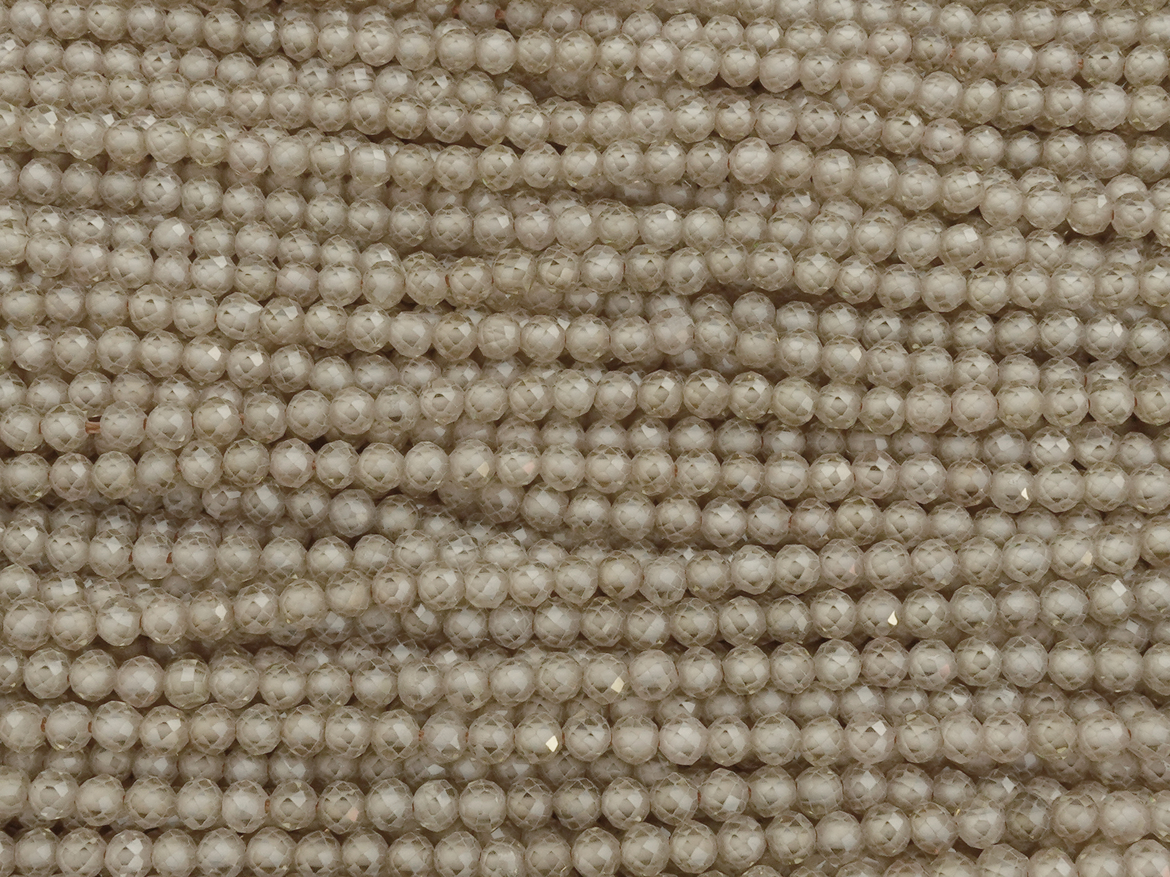 facettierte Zirkonia Perlen 3mm, Farbe Beige