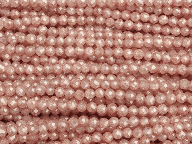 facettierte Zirkonia Perlen 3mm, Farbe: Cotton-Candy Rosa