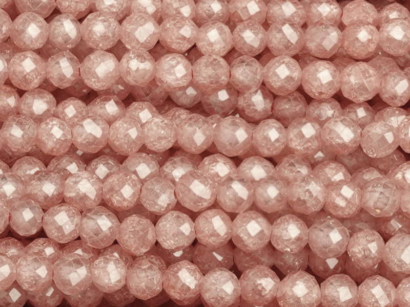 facettierte Zirkonia Perlen 3mm, Farbe: Cotton-Candy Rosa -