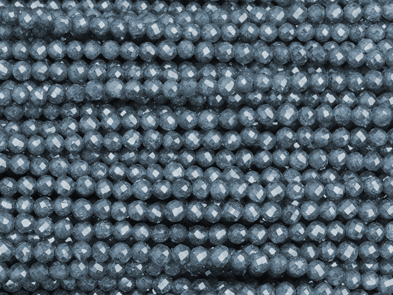 facettierte Zirkonia Perlen 3mm, Farbe: Delfinblau