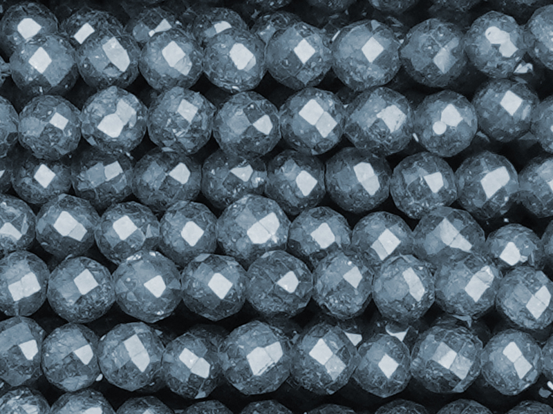 facettierte Zirkonia Perlen 3mm, Farbe: Delfinblau - Nahaufn