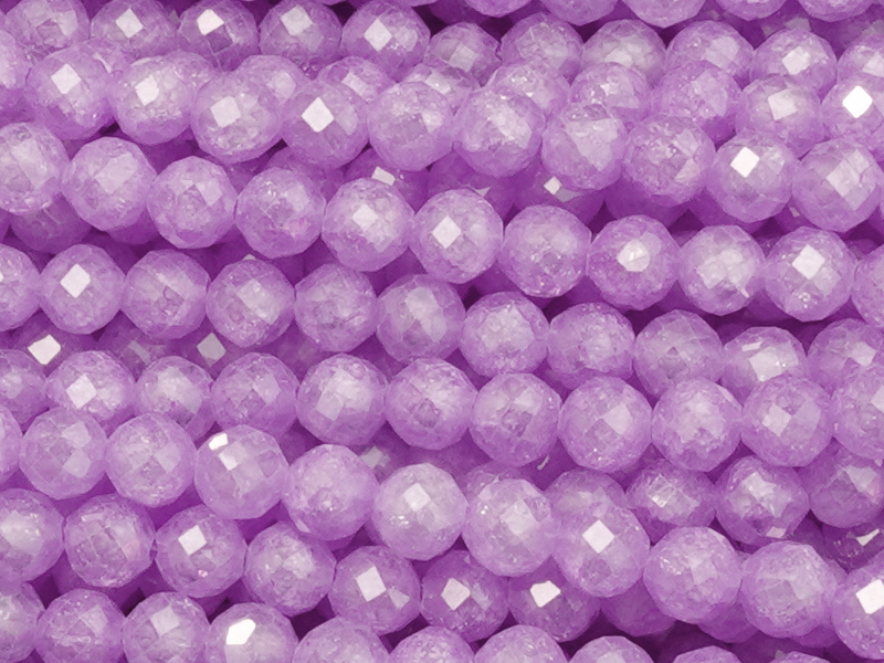 facettierte Zirkonia Perlen 3mm, Farbe Flieder - Nahaufnahme