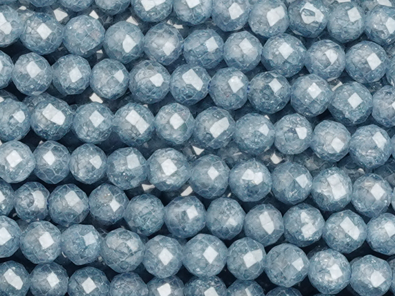 facettierte Zirkonia Perlen 3mm, Farbe: helles Delfinblau -