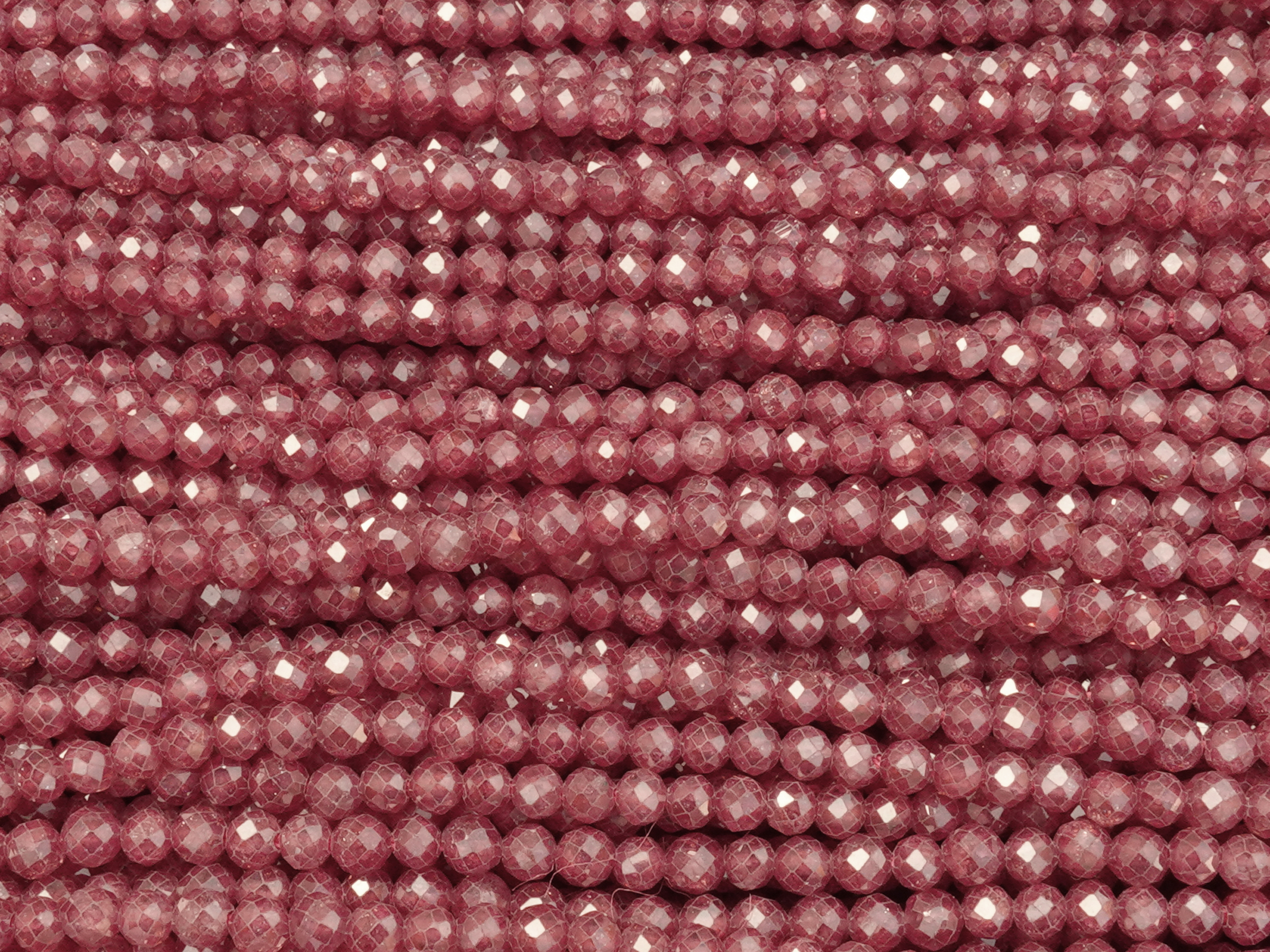 facettierte Zirkonia Perlen 3mm, Farbe Weinrot