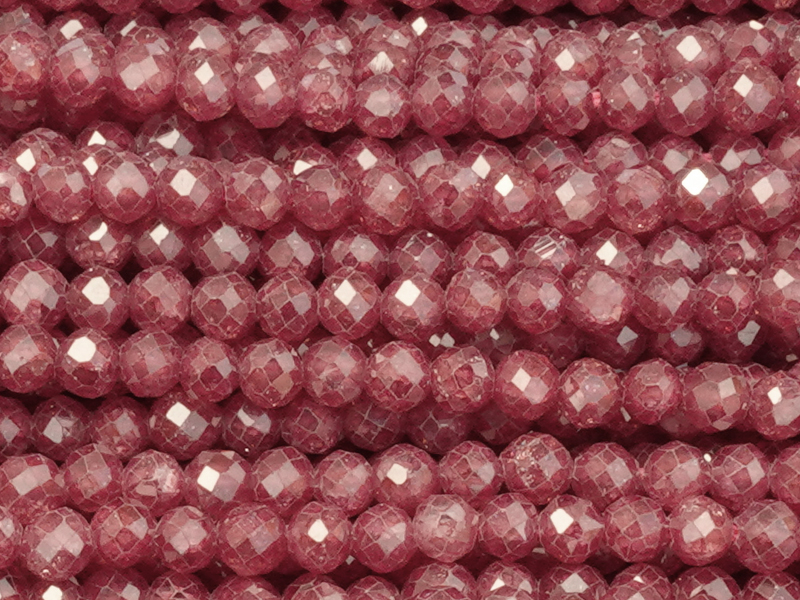facettierte Zirkonia Perlen 3mm, Farbe Weinrot - Nahaufnahme