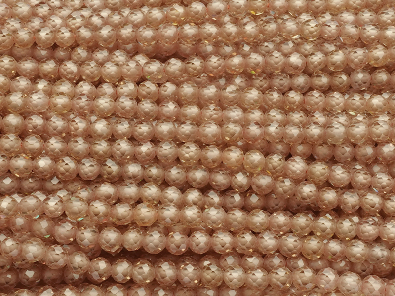 faceted zirconia beads 3mm, color: reddish champagne