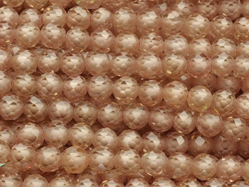 faceted zirconia beads 3mm, color: reddish champagne - close