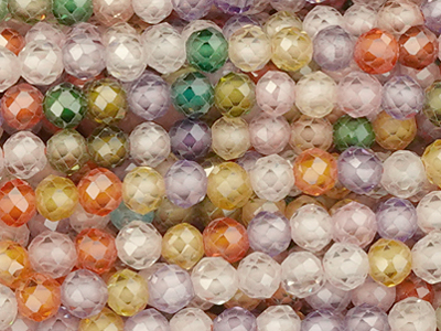 bunte facettierte Zirkonia Perlen 3mm günstig - Nahaufnahme