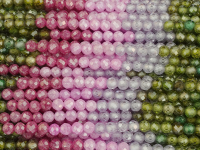 facettierte Zirkonia Perlen 3mm farblich geordnet in Turmali