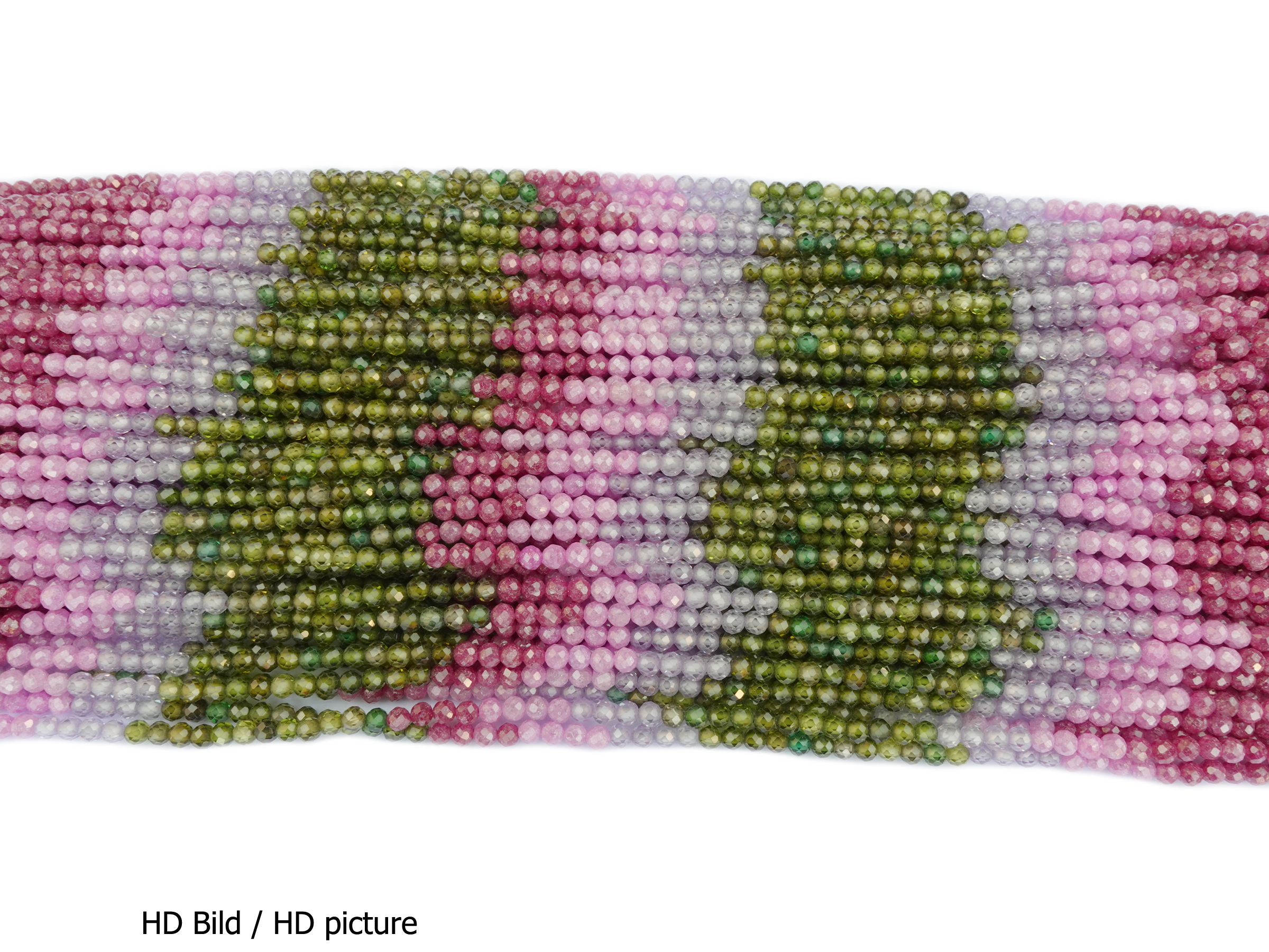 facettierte Zirkonia Perlen 3mm farblich geordnet in Turmali