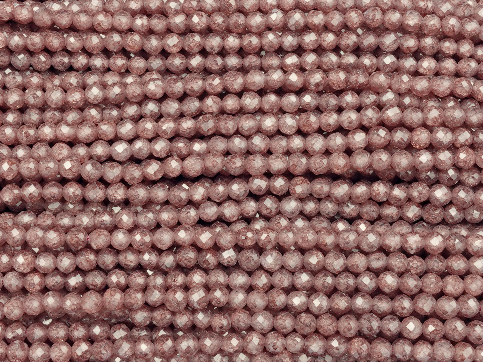 facettierte Zirkonia Perlen 3mm, helles weinrot