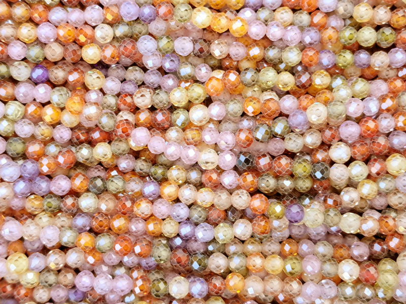 facettierte Zirkonia Perlen 3mm farblich geordnet in Turmali