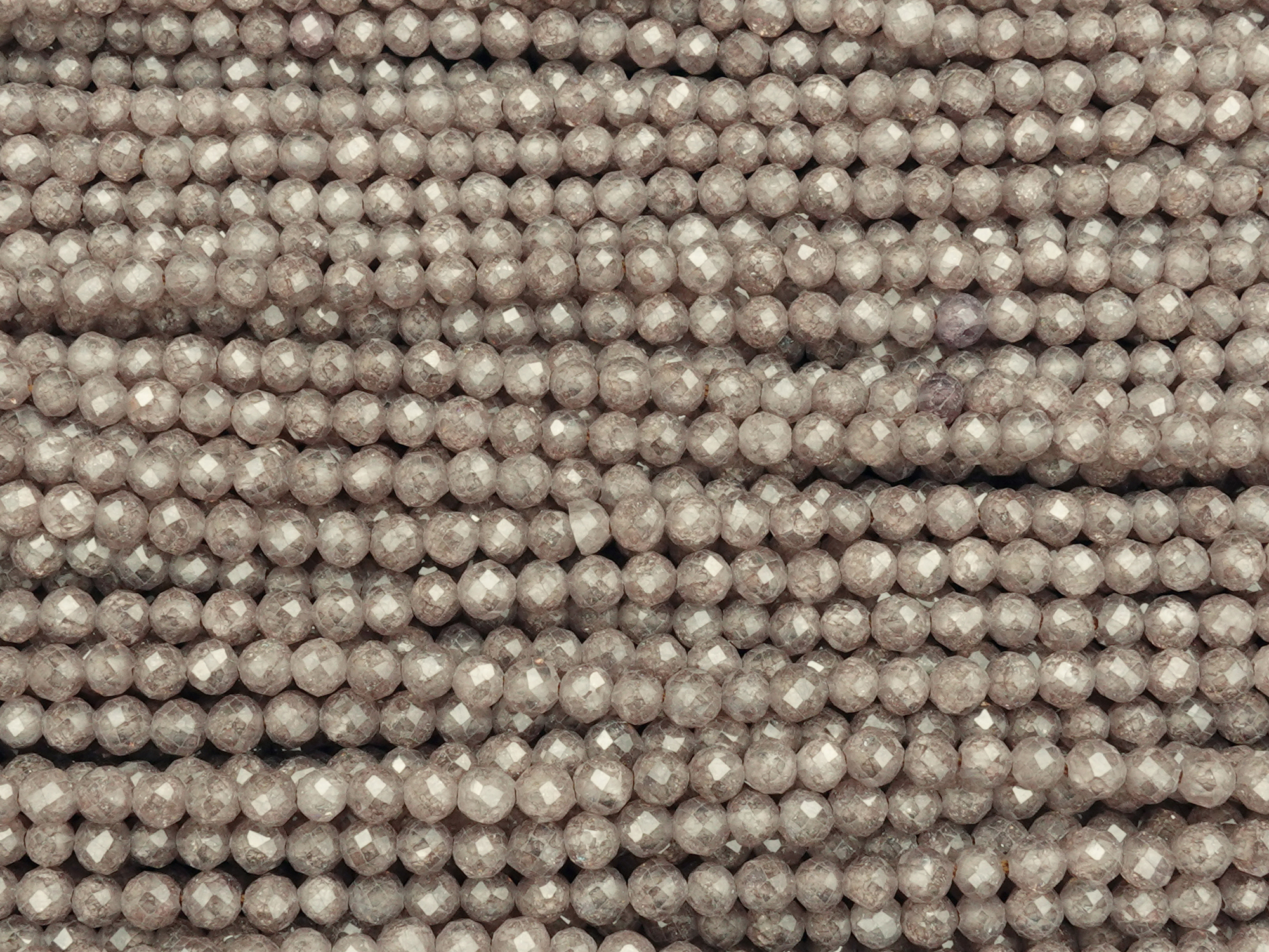 facettierte Zirkonia Perlen 3mm, silbergrau