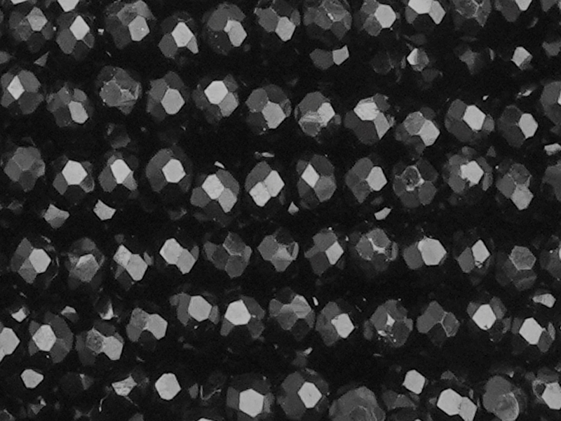 schwarze, facettierte Glasschliffperlen Rondellen 2mm - Naha
