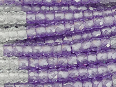 violette facettierte Zirkonia Perlen 3x2mm, farblich verlauf