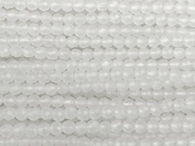 weiße facettierte Glasperlen rund 3mm