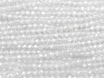 facettierte Zirkonia Perlen rund 3mm, Farbe weiß