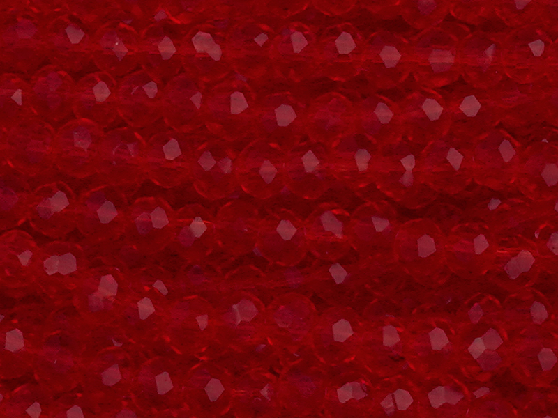 facettierte, geschliffene Glasperlen 2x3mm, Farbe: rot - Nah