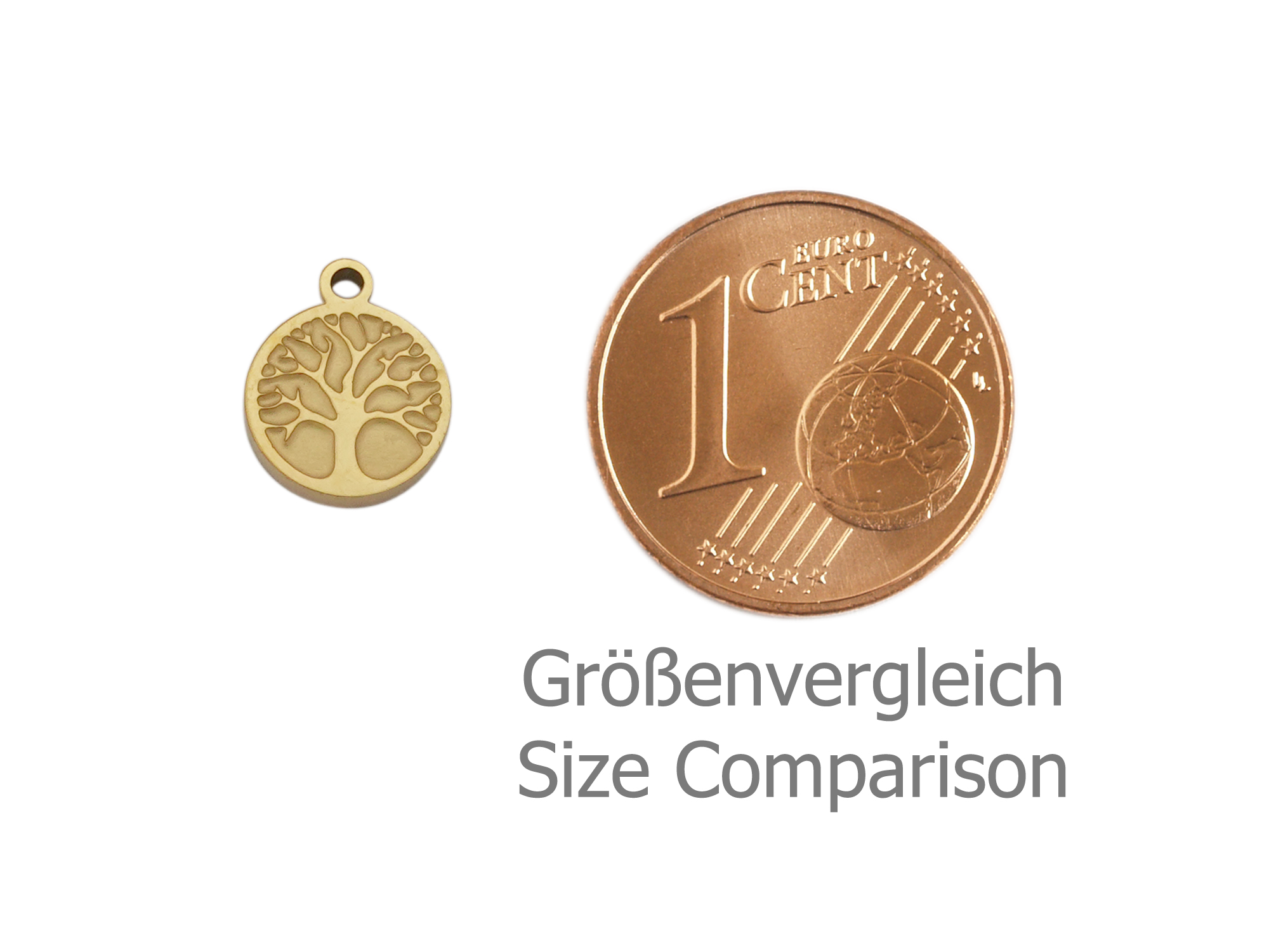 kleiner goldener Schmuckanhänger, Baum des Lebens - Größenve
