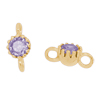 Connector mit violettem Strassstein ~4mm, Messing, gold