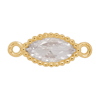 Connector mit Strassstein, Ellipse ~9x5mm, Messing, gold