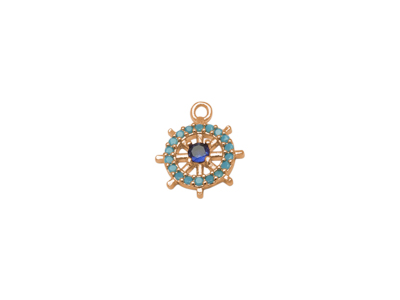 rosegoldener kleiner Metallanhänger, Steurrad