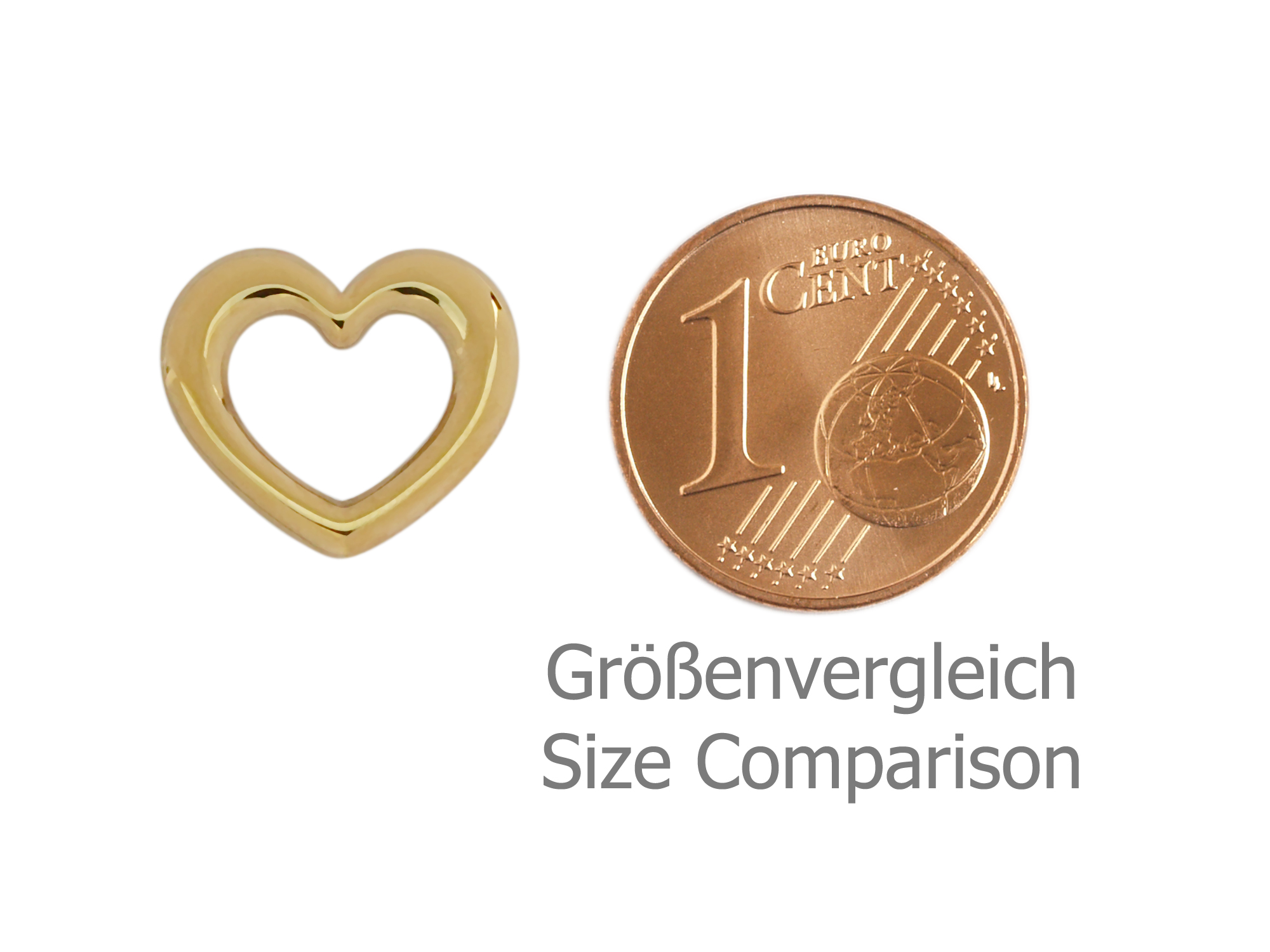 goldener Schmuckanhänger für Halskettchen - Größenvergleich