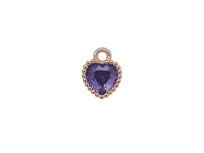 kleiner silberner Herzanhänger mit violettem Glitzerstein