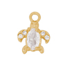 Anhänger mit Strasssteinen, Schildkröte ~7mm, Messing, gold