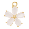Anhänger mit Strasssteinen, weiße Blume ~11mm, Messing, gold