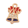 Glitzeranhänger, Weihnachtsglocke ~12x7mm, Messing, rosegold