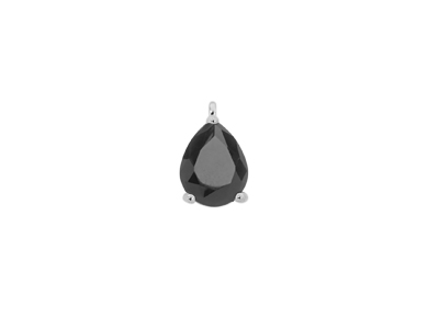 silberner kleiner Metallanhänger Charm schwarzer Tropfen Anh