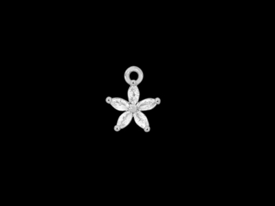 silberner kleiner Metallanhänger Charm Blume