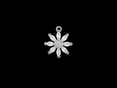silberner kleiner Metallanhänger Charm Blume