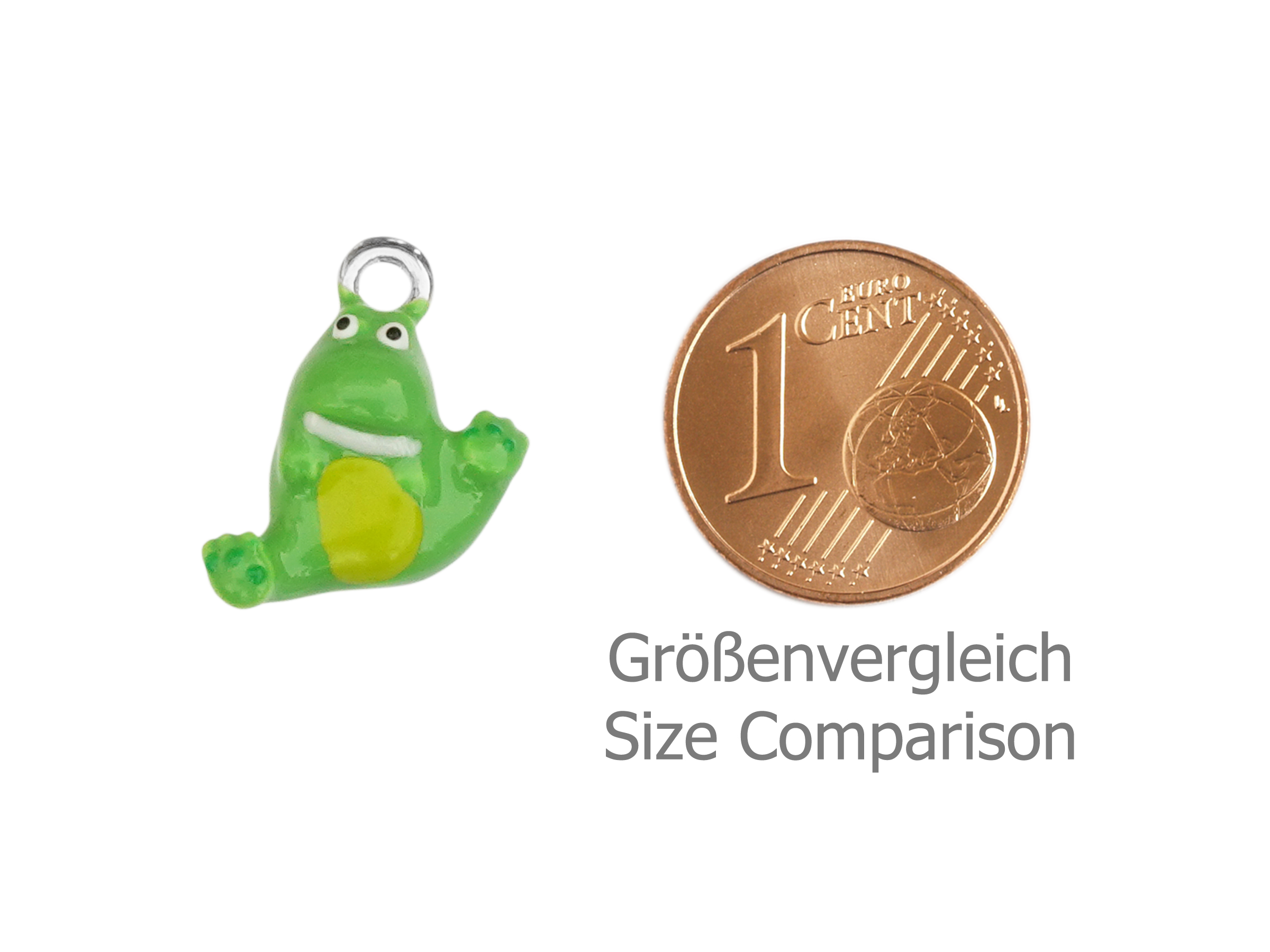 kleiner Charm Anhänger Frosch - Größenvergleich