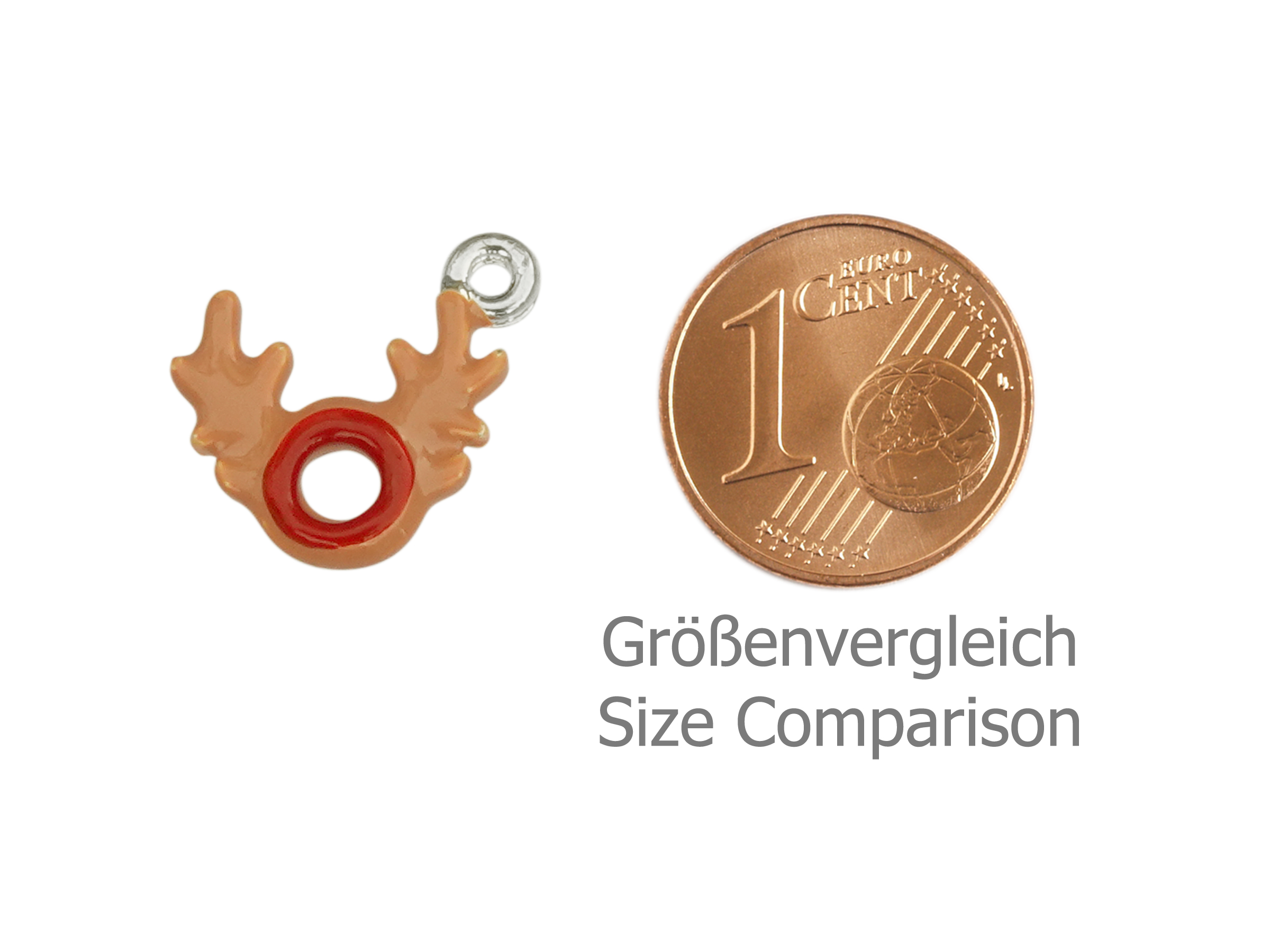 kleiner Charm Anhänger Rentiergeweih - Größenvergleich