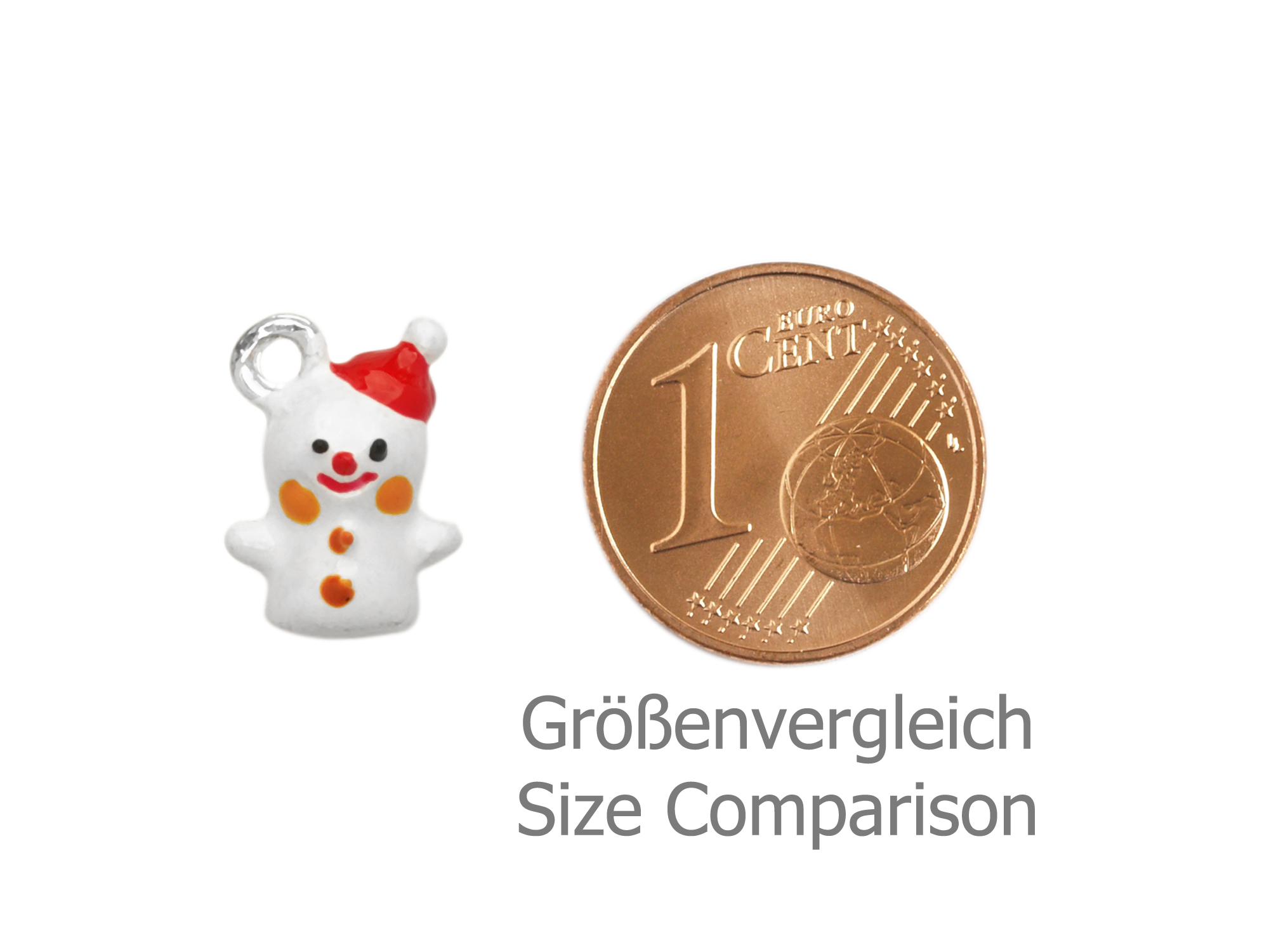 kleiner Charm Anhänger Schneemann - Größenvergleich