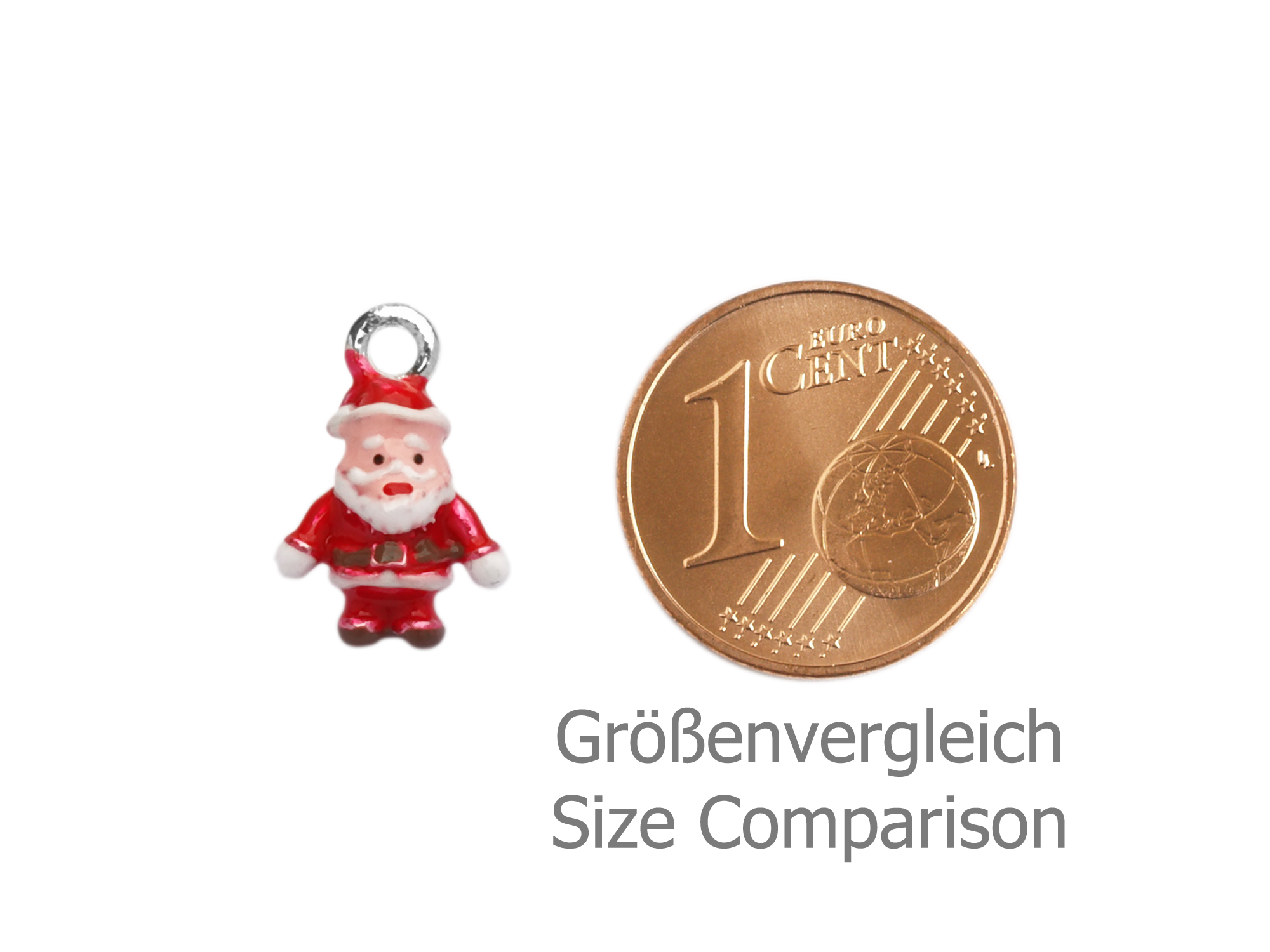 kleiner Charm Anhänger Weihnachtsmann - Größenvergleich