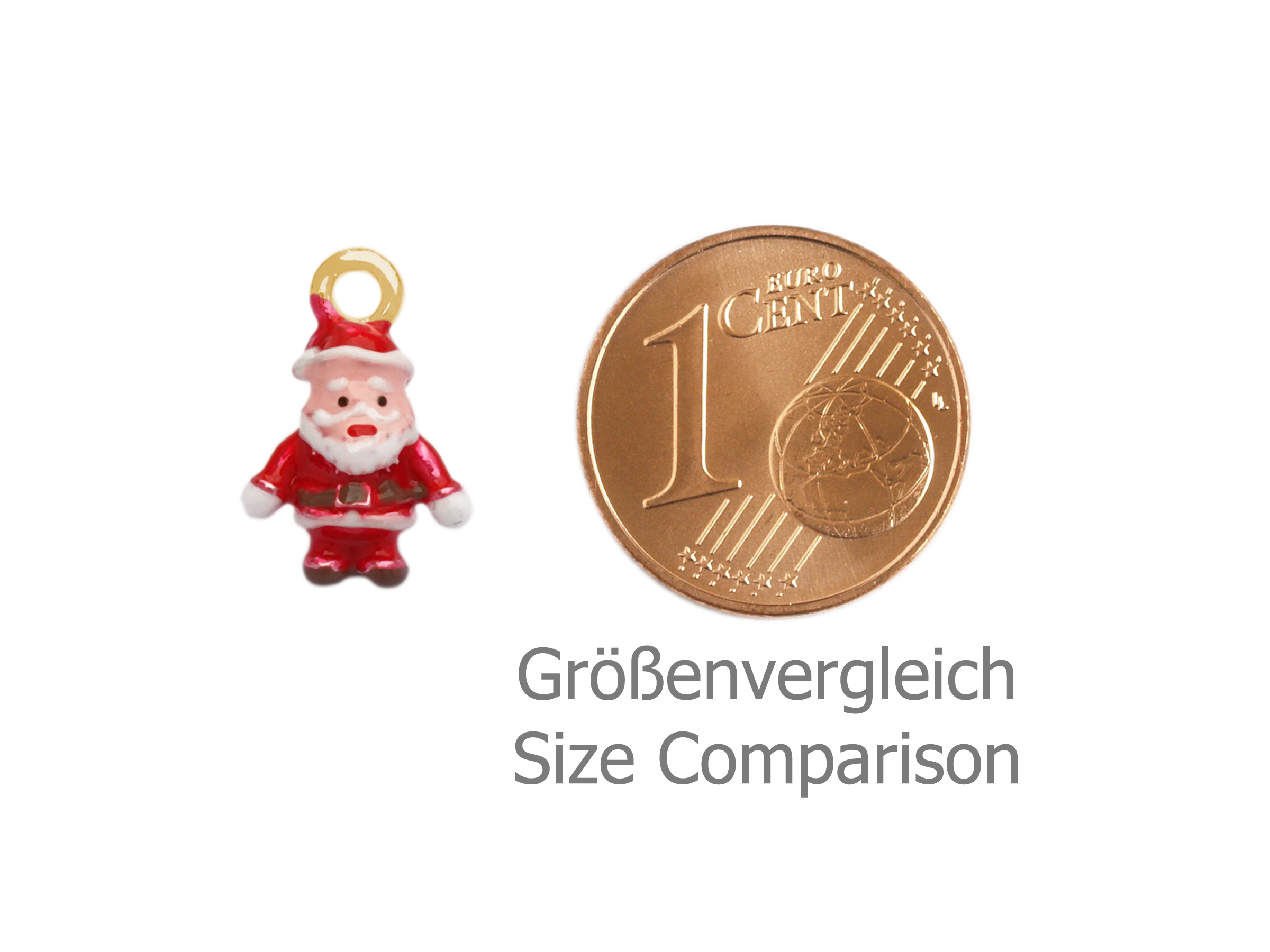 kleiner Charm Anhänger Weihnachtsmann - Größenvergleich