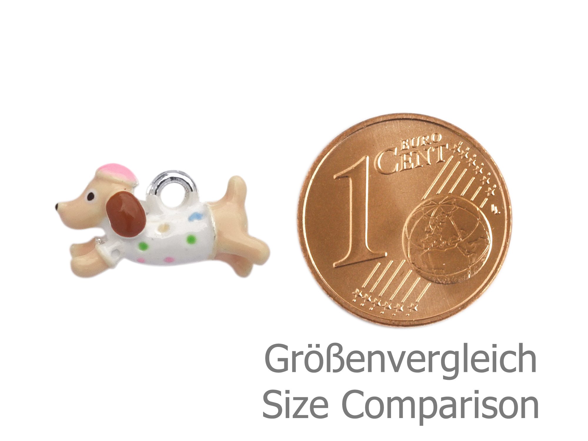 kleiner Dackel Hund Schmuckanhänger - Größenvergleich