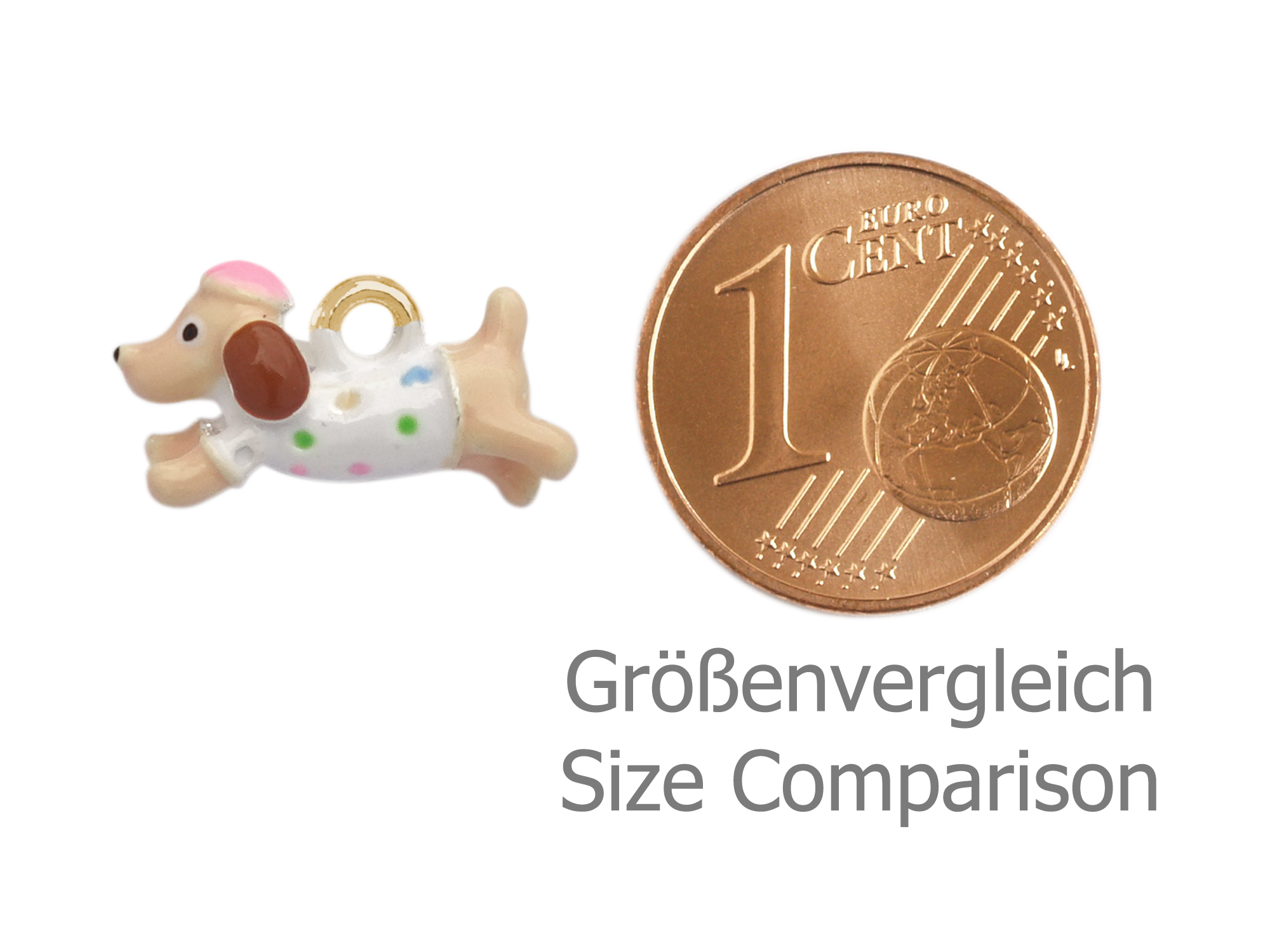 kleiner goldener Dackel Hund Schmuckanhänger aus Metall - Gr