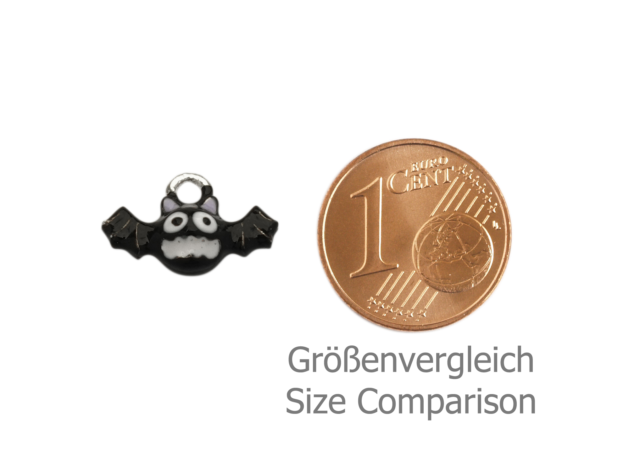kleiner Halloween Fledermaus Anhänger - Größenvergleich
