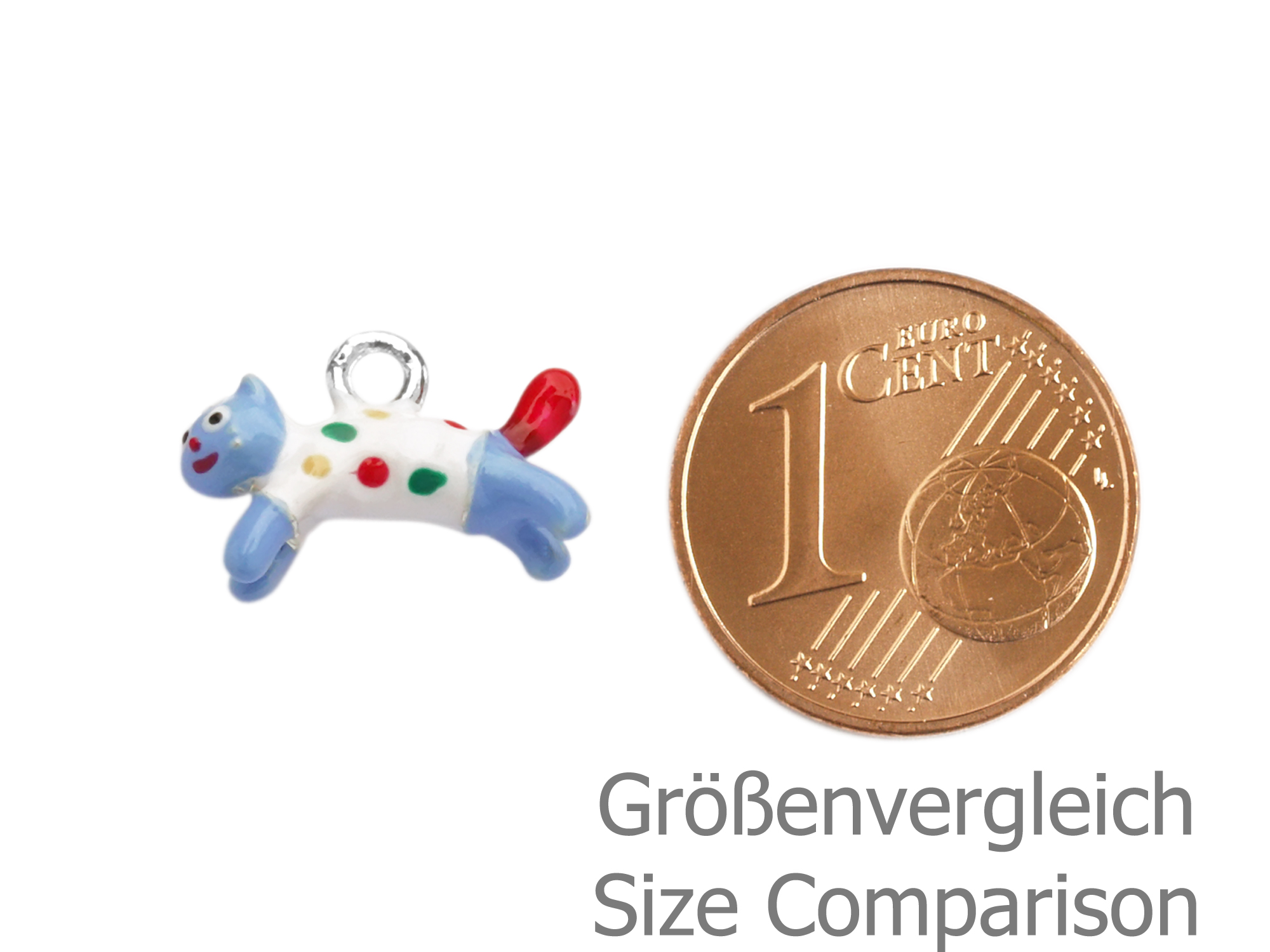 kleiner Katzenanhänger, Schmuckanhänger Katze - Größenvergle