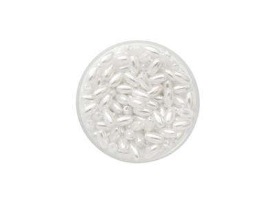 kleine weiße olivenförmige Perlen 6x3mm