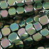1 Pkg (~280 Stk) Hämatit mini Würfelperlen ~1,4mm Hellgrün Metallic